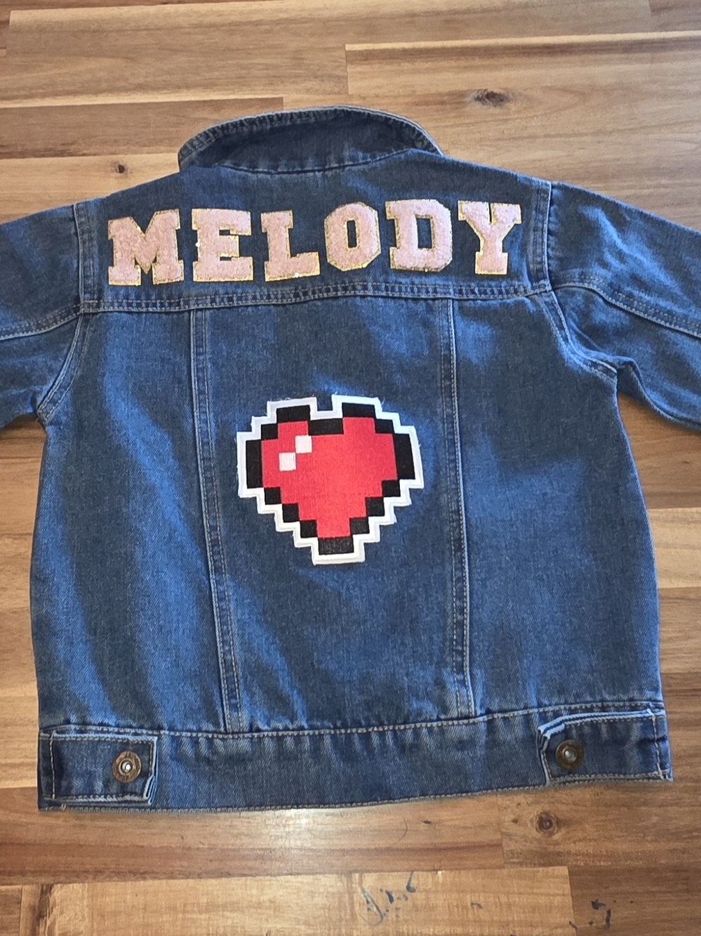 Custom Kids Denim Jacket Melody Name Heart Patch Youth Small 6 7 Jean Jacket